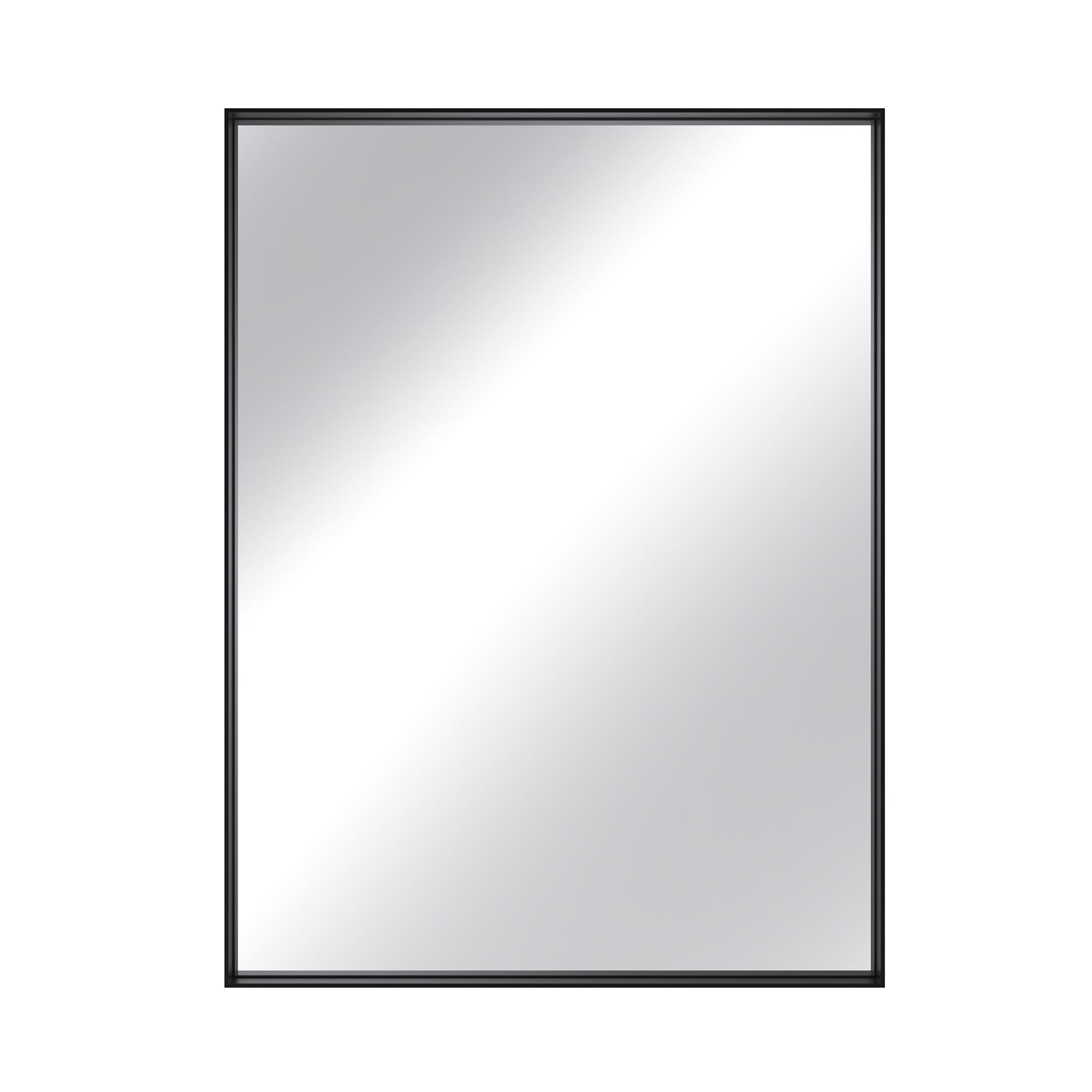 Vanityfus 24-in W 32-in H Rectangle Matte Black Framed Wall-Mounted Bathroom Vanity Mirror in Silver
